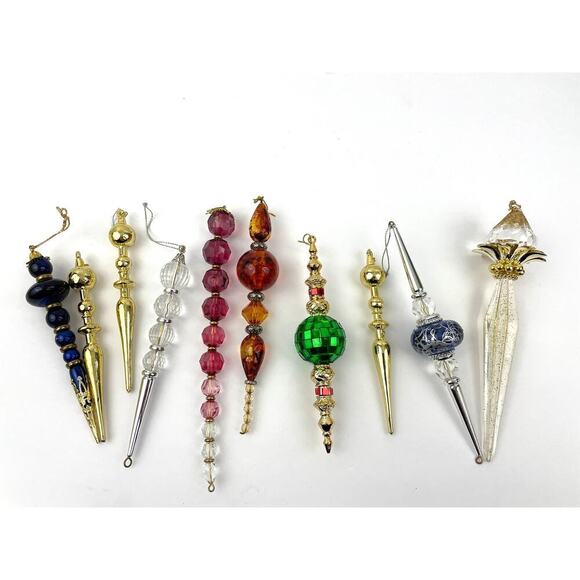 Lot Of 10 Icicle Ornaments Colorful Resin Christmas Sparkle Mixed Colorful - Picture 9 of 14